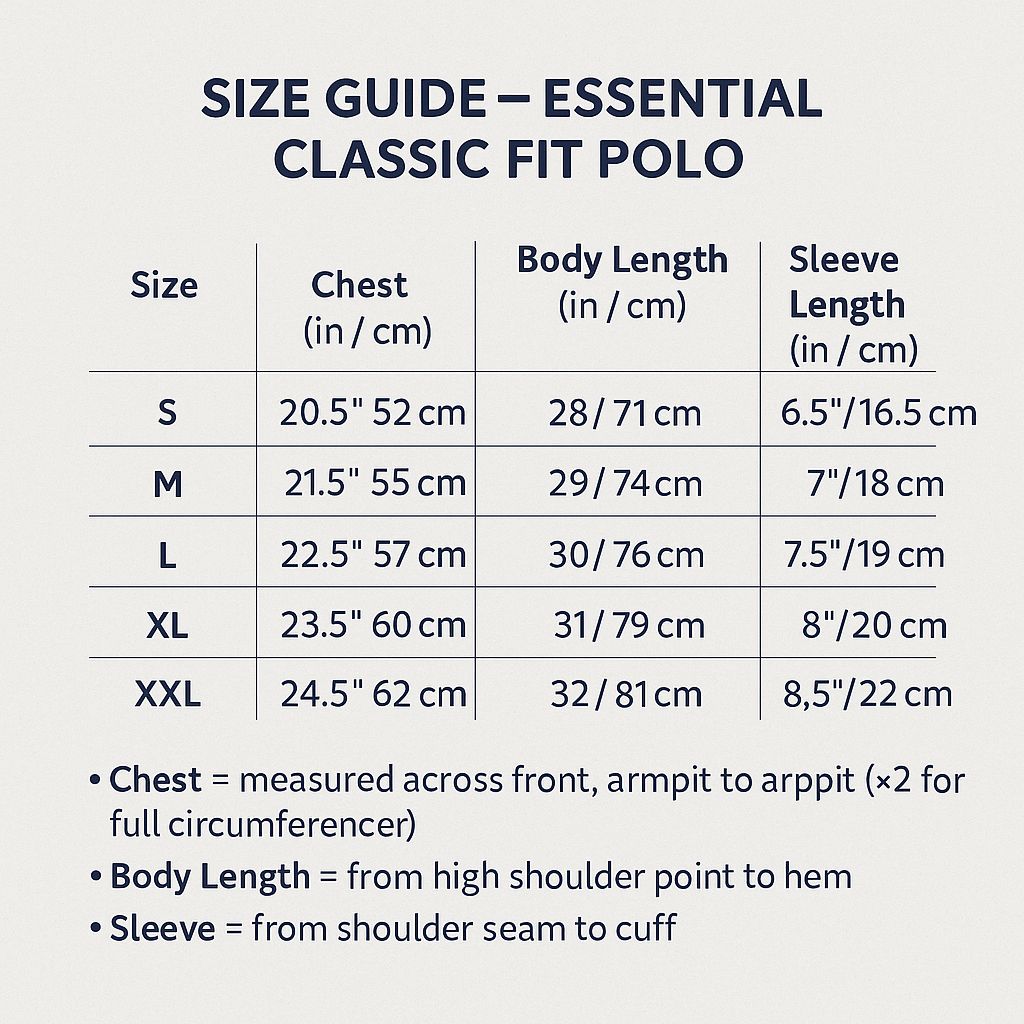 Essential Classic Fit Polo- Premium Cotton Comfort For Everyday Style